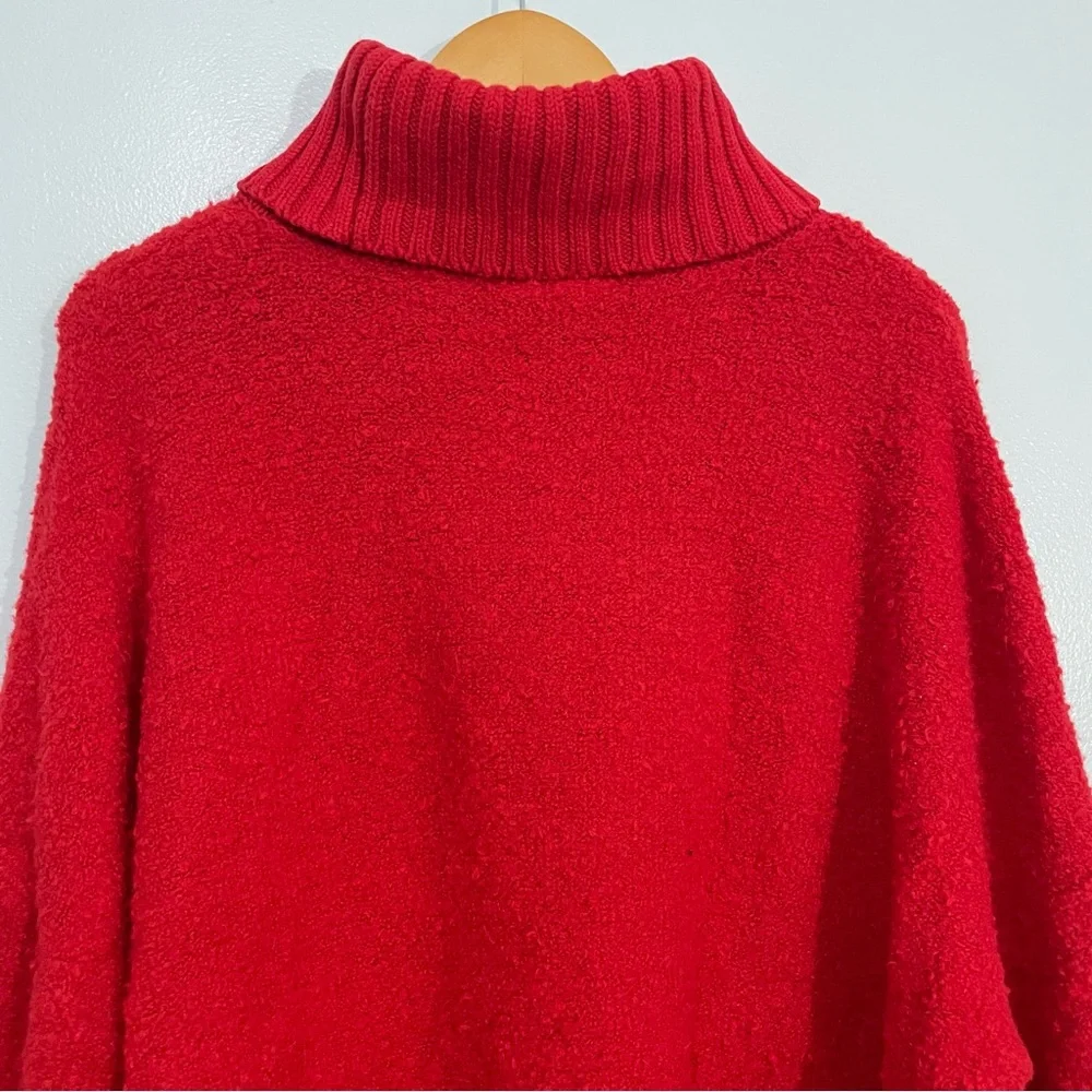 Aerie Offline Red Wool Blend Textured Turtleneck Sweater Size L